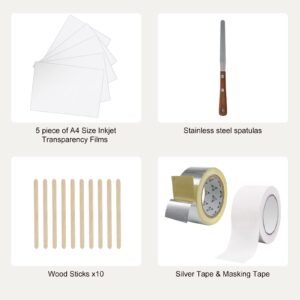 screen printing kit, 2 pieces aluminum silk screen printing frames 8x10/10x14in 110 count mesh, 2 tapes and screen printing squeegees and transparency films for t shirts diy printing