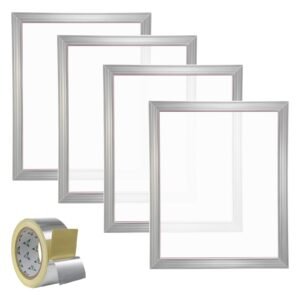 Screen Printing Kit, 4 Pieces Aluminum Silk Screen Printing Frames, 20x24inch Silk Screen Printing Frame with 355 Count Mesh, High Tension Nylon Mesh and Sealing Tape for T-shirts DIY Printing
