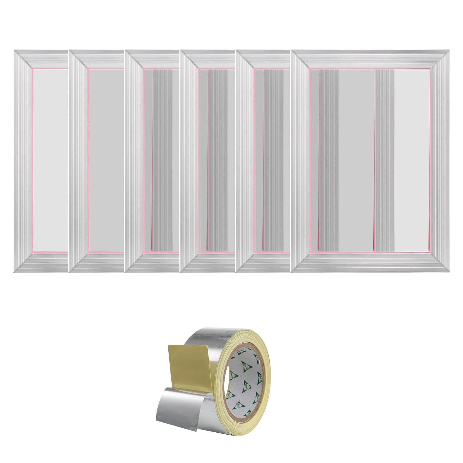 screen printing kit, 6 pieces aluminum silk screen printing frames, 10x14inch silk screen printing frame with 110 count mesh, high tension nylon mesh and sealing tape for t shirts diy printing