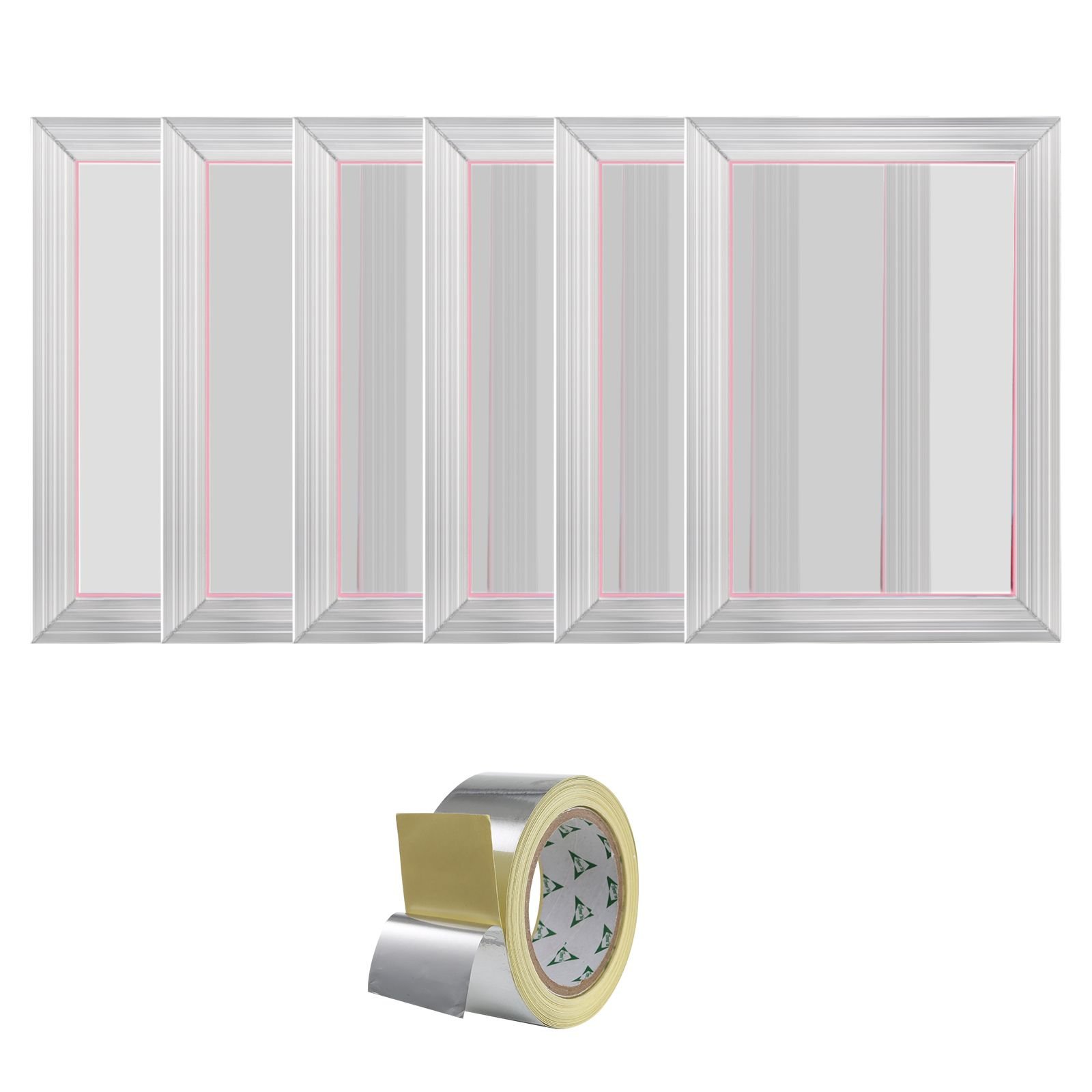 screen printing kit, 6 pieces aluminum silk screen printing frames, 10x14inch silk screen printing frame with 156 count mesh, high tension nylon mesh and sealing tape for t shirts diy printing
