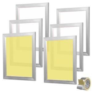 Screen Printing Kit, 6 Pieces Aluminum Silk Screen Printing Frames, 16x20inch Silk Screen Printing Frame with 110 Count Mesh, High Tension Nylon Mesh and Sealing Tape for T-shirts DIY Printing