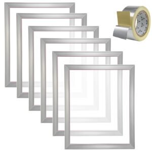 Screen Printing Kit, 6 Pieces Aluminum Silk Screen Printing Frames, 18x20inch Silk Screen Printing Frame with 160 Count Mesh, High Tension Nylon Mesh and Sealing Tape for T-shirts DIY Printing