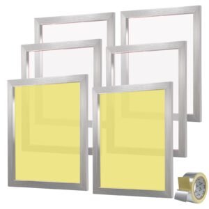 Screen Printing Kit, 6 Pieces Aluminum Silk Screen Printing Frames, 20x24inch Silk Screen Printing Frame with 110 Count Mesh, High Tension Nylon Mesh and Sealing Tape for T-shirts DIY Printing