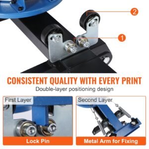 screen printing machine, 4 color 4 station 360° rotable silk screen printing press, 21.2x17.7in screen printing press, double layer positioning pallet for t shirt diy printing