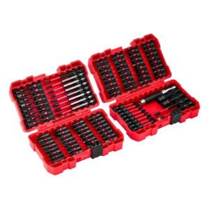 screwdriver bit set, 101 piece, magnetic phillips, pozidriv, slotted, square, torx, hex bits, hex nut sockets, extension rod with storage case, high strength s2 alloy steel, blackened finish