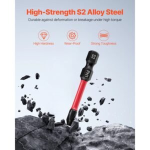 Screwdriver Bit Set, 101-Piece, Magnetic Phillips, Pozidriv, Slotted, Square, Torx, Hex Bits, Hex Nut Sockets, Extension Rod with Storage Case, High-Strength S2 Alloy Steel, Blackened Finish