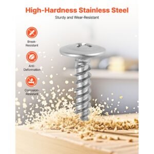 screws, #8 x 3/4 inch length self drilling drywall to wood screw, all purpose high hardness stainless steel wall anchors with a phillips drill bit, cross slot for home renovation(300 per box)