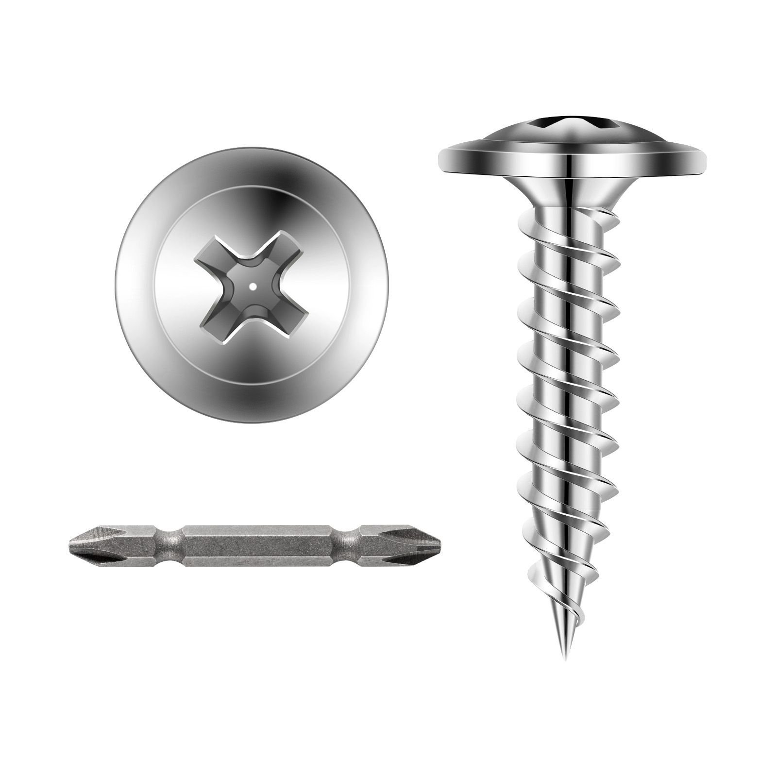 screws, #8 x 3/4 inch length self drilling drywall to wood screw, all purpose high hardness stainless steel wall anchors with a phillips drill bit, cross slot for home renovation(300 per box)