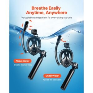 scuba tank, 0.5l portable diving tank, diving oxygen cylinder support 5 10 minutes underwater breathing, 32.81 ft diving depth, refillable snorkel air tank kit for underwater exploration rescue