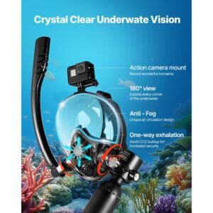 scuba tank, 0.5l portable scuba diving tank, diving oxygen cylinder supports 5 10 minutes underwater breathing, 98.43 ft diving depth, lung tank kit with snorkel mask for underwater exploration