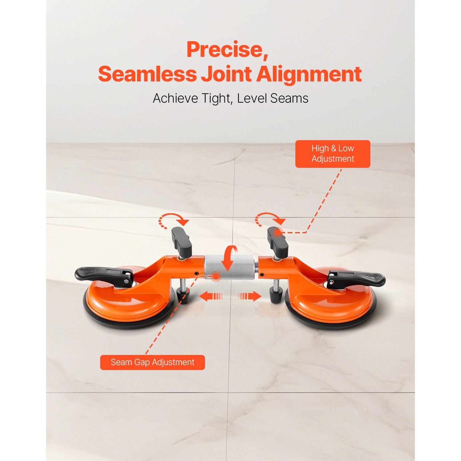 seamless seam setter, 2 packs granite seam setter with 5 in vacuum suction cups, seam joiner for seam joining & leveling, 180° adjustable, countertop installation tool for tile stone marble slab