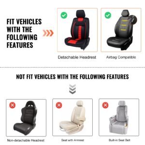 seat covers, universal car seat covers front seats, 2pcs faux leather seat cover, semi enclosed design, detachable headrest and airbag compatible, for most cars suvs and trucks beige