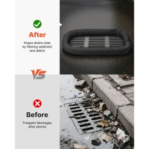 sediment filter sock, dia. 5 in x 10 ft l coverage, erosion control socks with polypropylene filler, flexible & efficient silt fence socks for storm water management, drainage protection