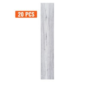 Self Adhesive Vinyl Floor Tiles 36 x 6 inch, 20 Tiles 0.62mm Thick Peel & Stick, Light Gray Wood Grain DIY Flooring for Kitchen, Dining Room, Bedrooms & Bathrooms, Easy for Home Decor