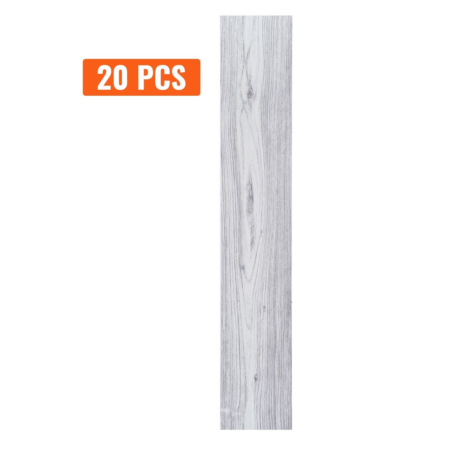 self adhesive vinyl floor tiles 36 x 6 inch, 20 tiles 0.62mm thick peel & stick, light gray wood grain diy flooring for kitchen, dining room, bedrooms & bathrooms, easy for home decor