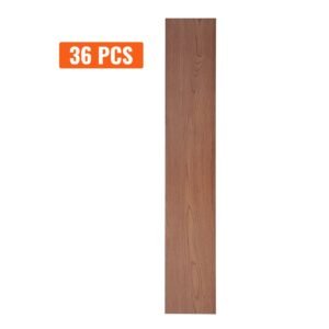Self Adhesive Vinyl Floor Tiles 36 x 6 inch, 36 Tiles 2.5mm Thick Peel & Stick, Deep Brown Wood Grain DIY Flooring for Kitchen, Dining Room, Bedrooms & Bathrooms, Easy for Home Decor