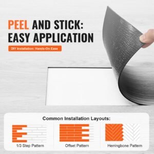 self adhesive vinyl floor tiles 36 x 6 inch, 36 tiles 2.5mm thick peel & stick, light gray wood grain diy flooring for kitchen, dining room, bedrooms & bathrooms, easy for home decor