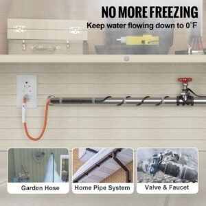 self regulating pipe heating cable, 120 feet 5w/ft heat tape for pipes freeze protection, protects pvc hose, metal and plastic pipe from freezing, 120v
