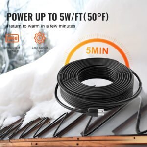 self regulating pipe heating cable, 140ft 5w/ft heat tape for pipes, roof snow melting de icing, gutter and pipe freeze protection