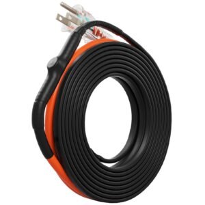self regulating pipe heating cable, 15ft 5w/ft heat tape for pipes freeze protection, water pipe heat cable with built in thermostat protects pvc hose, metal and plastic pipe from freezing