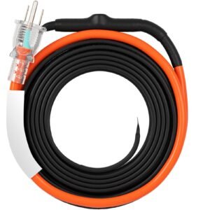 self regulating pipe heating cable, 15ft 5w/ft heat tape for pipes freeze protection, water pipe heat cable with built in thermostat protects pvc hose, metal and plastic pipe from freezing