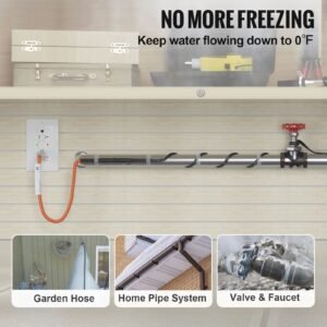 self regulating pipe heating cable, 24 feet 5w/ft heat tape for pipes freeze protection, protects pvc hose, metal and plastic pipe from freezing, 120v