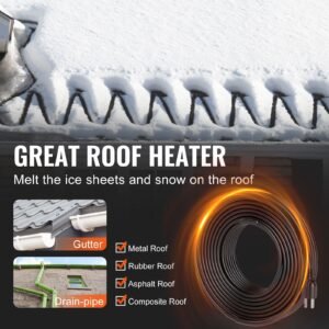 self regulating pipe heating cable, 80ft 5w/ft heat tape for pipes, roof snow melting de icing, gutter and pipe freeze protection
