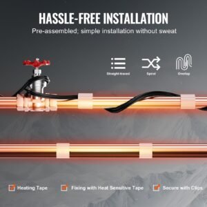 self regulating pipe heating cable, 80ft 5w/ft heat tape for pipes, roof snow melting de icing, gutter and pipe freeze protection