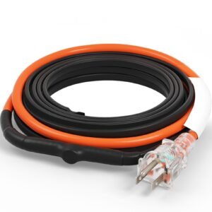 self regulating pipe heating cable, 9ft 5w/ft heat tape for pipes freeze protection, water pipe heat cable with built in thermostat protects pvc hose, metal and plastic pipe from freezing