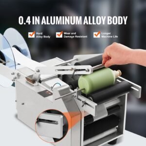 semi automatic round labeling machine, 20 50pcs/min, electric bottle label applicator for round bottles, round bottle labeler suitable for bottle diameter 0.78 4.72 inches (with pressing bar)