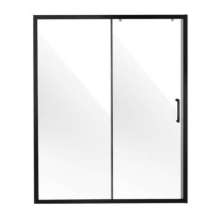 Semi-frameless Shower Door, 57.7-59 W x 70 H in, Shower Sliding Glass Door with 1/4 in(6mm) Clear Tempered Glass, Waterproof Shatterproof Stainproof with Stainless Steel Hardware, Matte Black