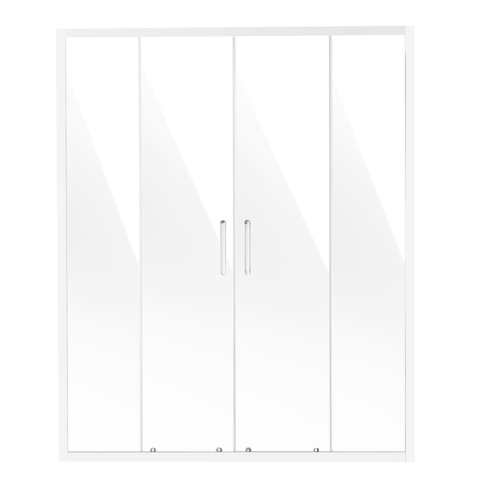 semi frameless shower door, 57.8 59 w x 70 h in, double sliding glass door with 1/4 in(6mm) clear tempered glass, waterproof shatterproof nano stainproof with stainless steel hardware, chrome