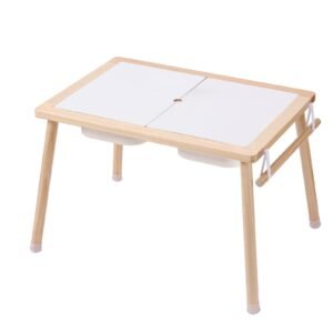 sensory table for toddlers, kids activity table with 3 foldable storage bins & paper roll holder, indoor/outdoor play sand and water table, wooden kids sensory drawing table, gift for boys girls