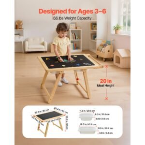 sensory table for toddlers, wooden kids activity table and art easel with reversible double sided board, storage bins, for boys and girls playing sand and water, drawing, studying, dining