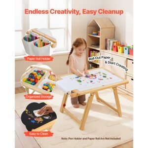 sensory table for toddlers, wooden kids activity table and art easel with reversible double sided board, storage bins, for boys and girls playing sand and water, drawing, studying, dining