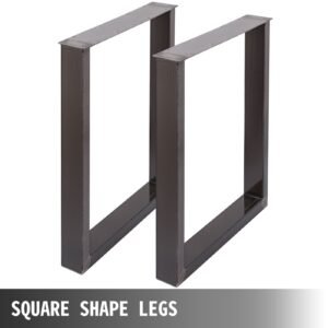 set of 2 steel table legs, 28''height 23''wide dining table legs, heavy duty 3.1" square box section square table legs, 28x23x3.1 inch black industrial country style metal dining l