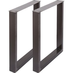 Set of 2 Steel Table Legs, 28''Height 23''Wide Dining Table Legs, Heavy Duty 3.1" Square Box Section Square Table Legs, 28x23x3.1 Inch Black Industrial Country Style Metal Dining L