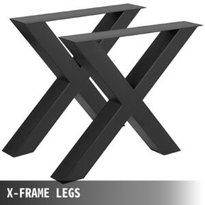 set of 2 steel table legs, 28''height 30''wide dining table legs, heavy duty 3.1" square box section x frame table legs, 28x30x3.1 inch black color industrial country style metal dining leg