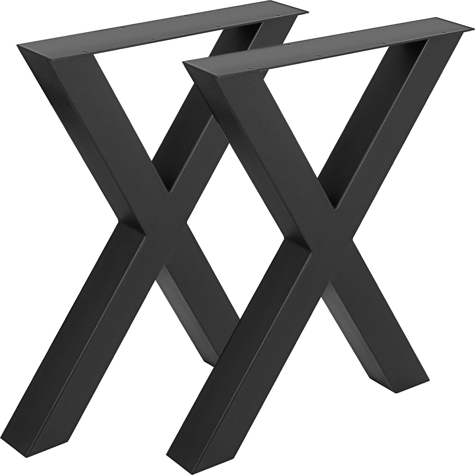 set of 2 steel table legs, 28''height 30''wide dining table legs, heavy duty 3.1" square box section x frame table legs, 28x30x3.1 inch black color industrial country style metal dining leg