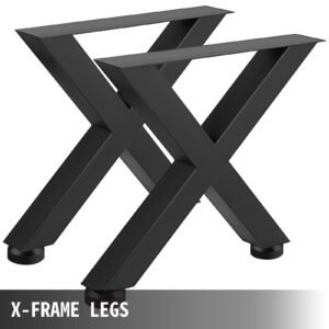 set of 2 steel table legs, 28''height 31''wide dining table legs, heavy duty 3.1" square box section x frame table legs, 28x31x3.1 inch black color industrial country style metal dining leg