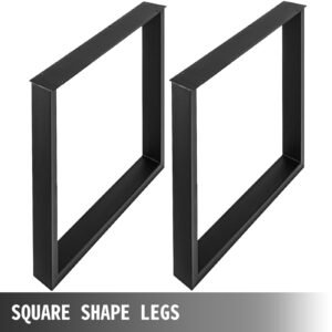 set of 2 steel table legs, 28''height 35''wide dining table legs, heavy duty 3.1" width box section square table legs, 28x35x3.1 inch black color industrial country style metal dining legs
