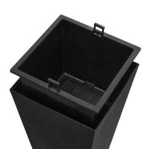 set of 2 tall outdoor planters 22inch, large planters for outdoor indoor plants, black tapered square front porch planters flower tree plant pots with modern design and built in drainage