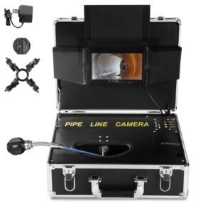 Sewer Camera, 100 ft/30 m, 7" Screen Pipeline Inspection Camera with DVR Function, Waterproof IP68 Camera, 12 pcs Adjustable LEDs, with a 16 GB SD Card for Sewer Line, Duct Drain Pipe Plumbing
