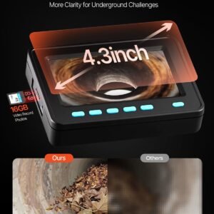 sewer camera, 164ft 4.3" screen, pipeline inspection camera with dvr function & snake cable, waterproof ip68 borescope with led lights, industrial endoscope for home wall duct drain pipe plumbin