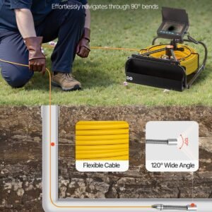 sewer camera, 164ft 4.3" screen, pipeline inspection camera with dvr function & snake cable, waterproof ip68 borescope with led lights, industrial endoscope for home wall duct drain pipe plumbin