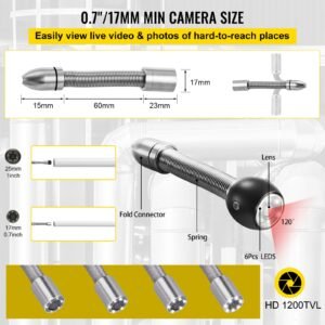 sewer camera, 66ft/20m 4.3" pipe drain inspection camera with dvr function & snake cable, waterproof ip68 borescope w/led lights, industrial endoscope for home wall duct drain pipe plumbing