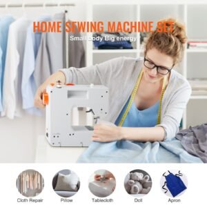 sewing machine, portable sewing machine for beginners with 38 built in stitches & reverse sewing, dual speed sewing machine with extension table foot pedal, accessory kit family home travel
