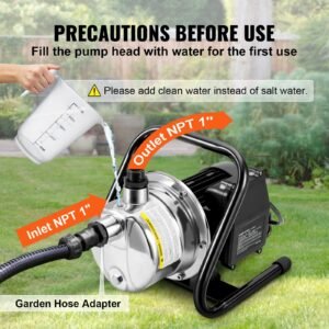 shallow well pump, 1.1 hp 115v, 978 gph 131 ft height, 40psi max pressure, portable stainless steel sprinkler booster jet pumps for garden lawn irrigation system, lake fountain, water transfer