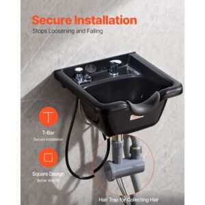 shampoo bowl sink black abs plastic salon and spa hair sink beauty salon equipment for hair stylists