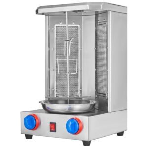 shawarma grill machine, 13 lbs capacity, chicken shawarma cooker machine with 2 burners, gas vertical broiler gyro rotisserie oven doner kebab machine, for home restaurant kitchen parties